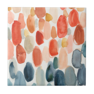Citrus Season - Coral and Blue Stones Tile