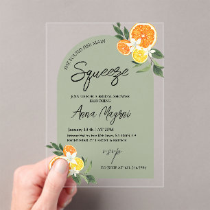 Citrus She Found Her Main Squeeze Bridal Shower  Acrylic Invitations