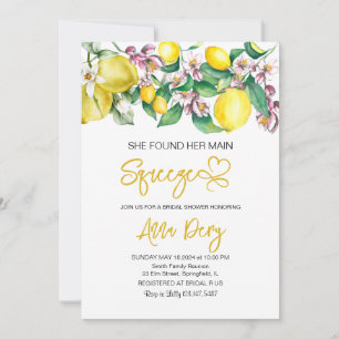 Citrus She Found Her Main Squeeze Bridal Shower Invitation