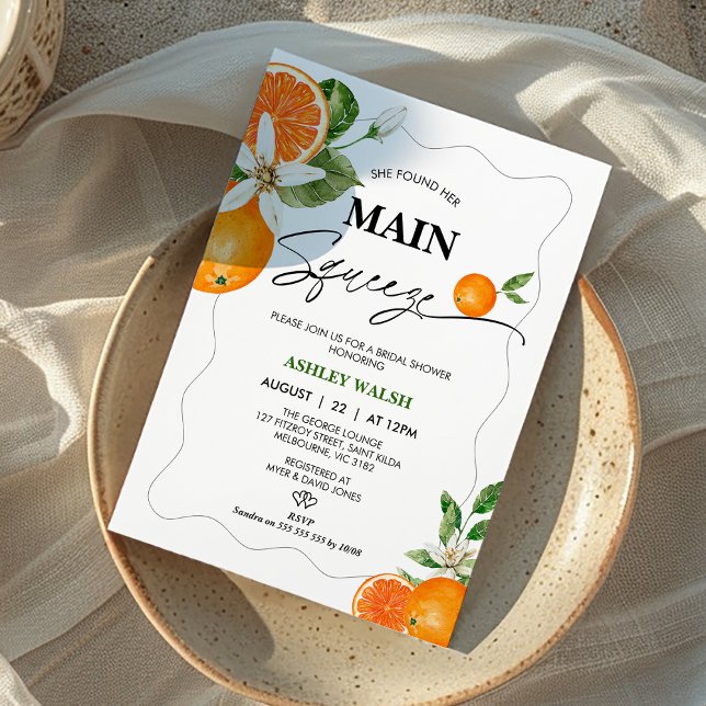Citrus She Found Her main Squeeze Bridal Shower  Invitation (Citrus She Found Her Main Squeeze Bridal Shower Invitation, Orange Bridal Shower Invitation, Citrus )