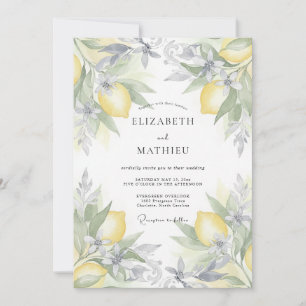 Citrus Silver Leaf Wedding Invitation
