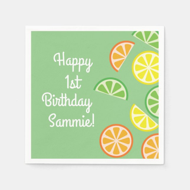 Citrus Slice Birthday Party Napkin (Front)