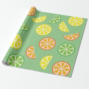 Citrus Slice Cute Fruit 1st Birthday Wrapping Paper