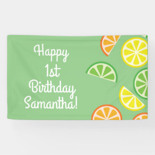 Citrus Slice Fruit 1st Birthday Party Banner Decor