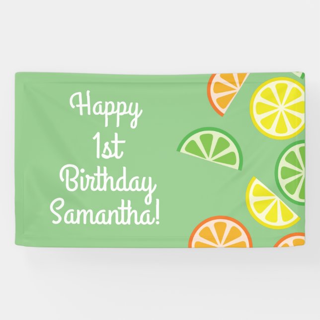 Citrus Slice Fruit 1st Birthday Party Banner Decor (Horizontal)