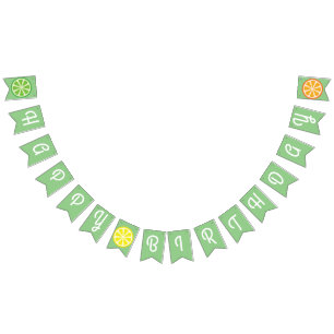 Citrus Slice Fruit Happy Birthday Bunting Banner