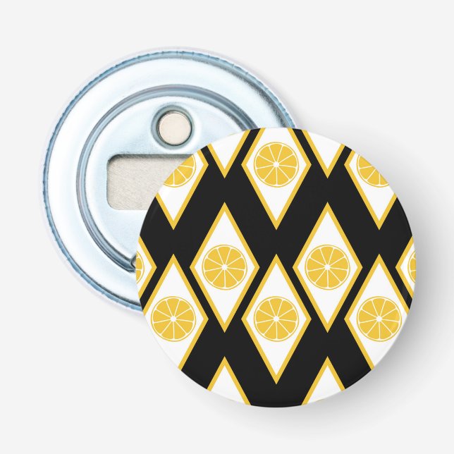 Citrus Slices in Modern Diamond Pattern Bottle Opener (Front)