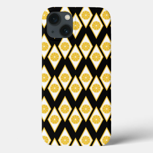 Citrus Slices in Modern Diamond Pattern Case-Mate iPhone Case (Back)