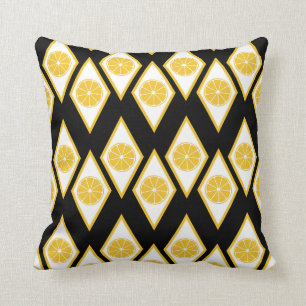 Citrus Slices in Modern Diamond Pattern Cushion