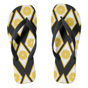 Citrus Slices in Modern Diamond Pattern Jandals