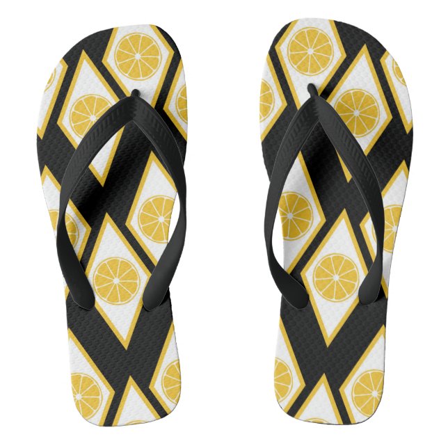 Citrus Slices in Modern Diamond Pattern Jandals (Footbed)