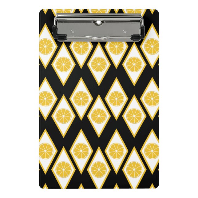 Citrus Slices in Modern Diamond Pattern Mini Clipboard (Front)