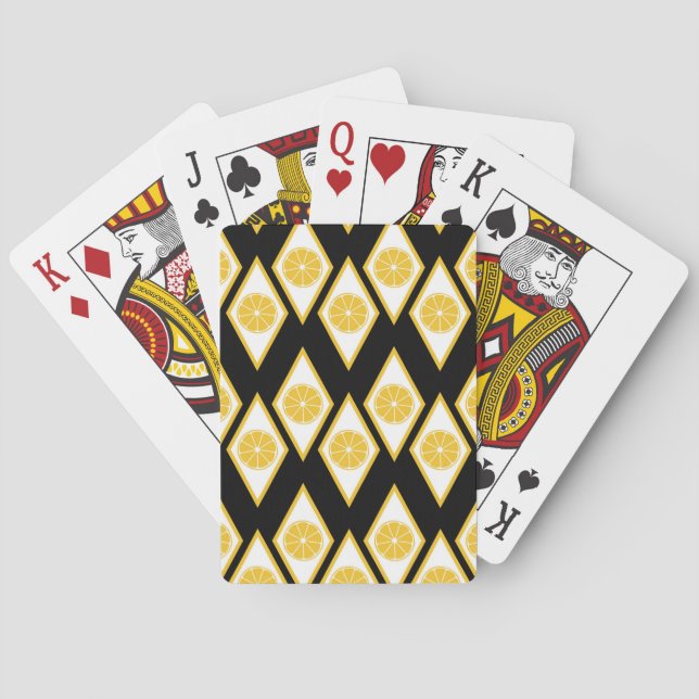 Citrus Slices in Modern Diamond Pattern Playing Cards (Back)
