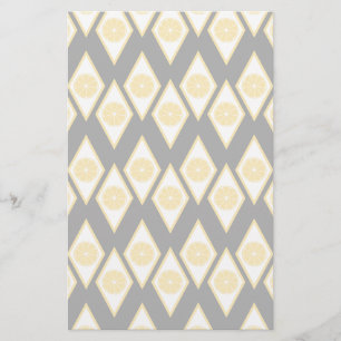 Citrus Slices in Modern Diamond Pattern Stationery