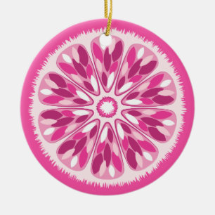 Citrus Slices Pink Lemon Ceramic Tree Decoration