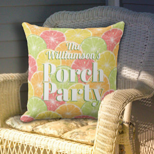 Citrus Slices Porch Party Outdoor Pillow