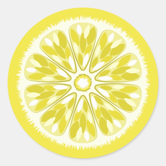 Citrus Slices Yellow Lemon Classic Round Sticker (Front)