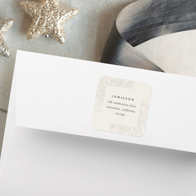 Citrus & Spice | Holiday Return Address Square Sticker (Creator Uploaded)