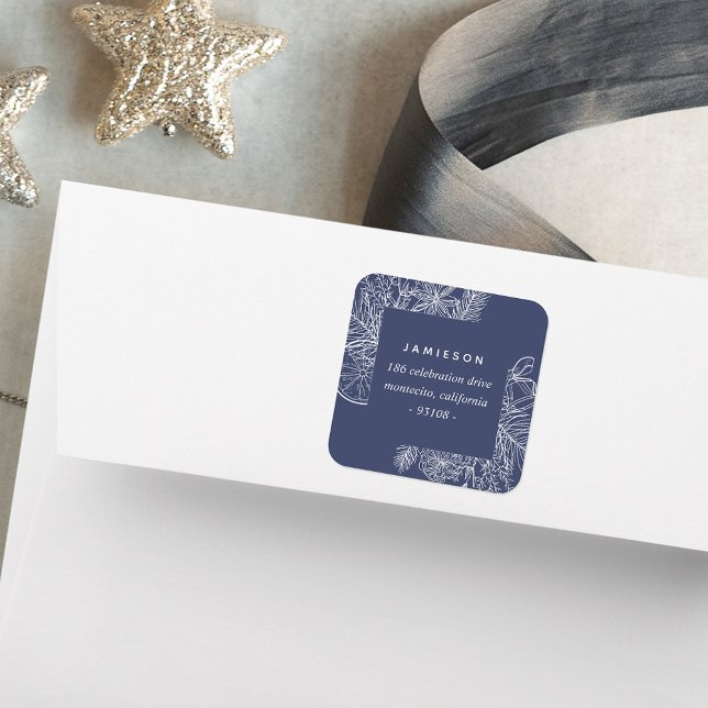 Citrus & Spice | Holiday Return Address Square Sticker (Creator Uploaded)