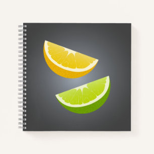 Citrus Spiral Notebook With Lemon and Lime Slices