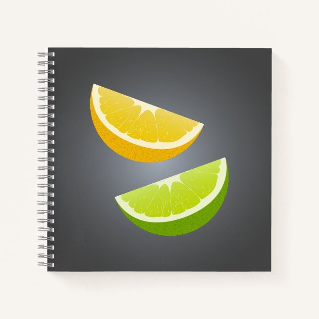 Citrus Spiral Notebook With Lemon and Lime Slices (Front)