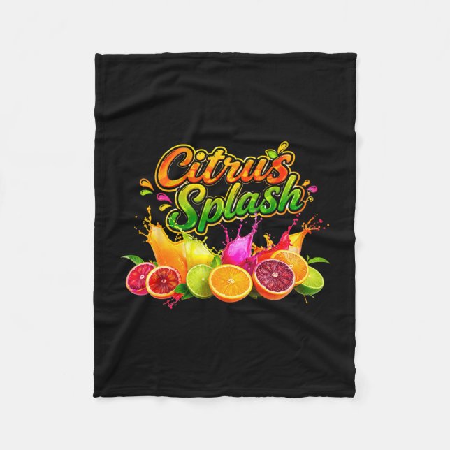 Citrus splash summer vacation fruit graphic  fleece blanket (Front)