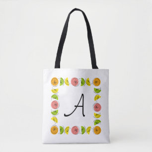 Citrus Square Monogram pink back all over tote Bag
