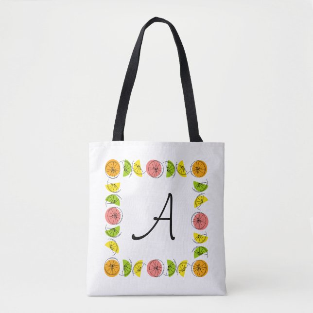 Citrus Square Monogram yellow back all over tote Bag (Front)