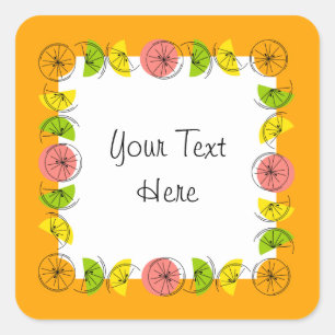 Citrus Square Orange Text sticker square