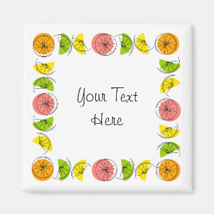 Citrus Square Text magnet square