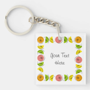 Citrus Square Text square double-sided Key Ring