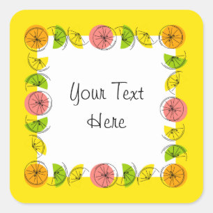 Citrus Square Yellow Text sticker square