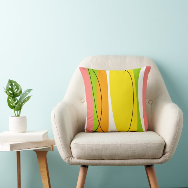 Citrus Stripe pink back square Cushion (Chair)