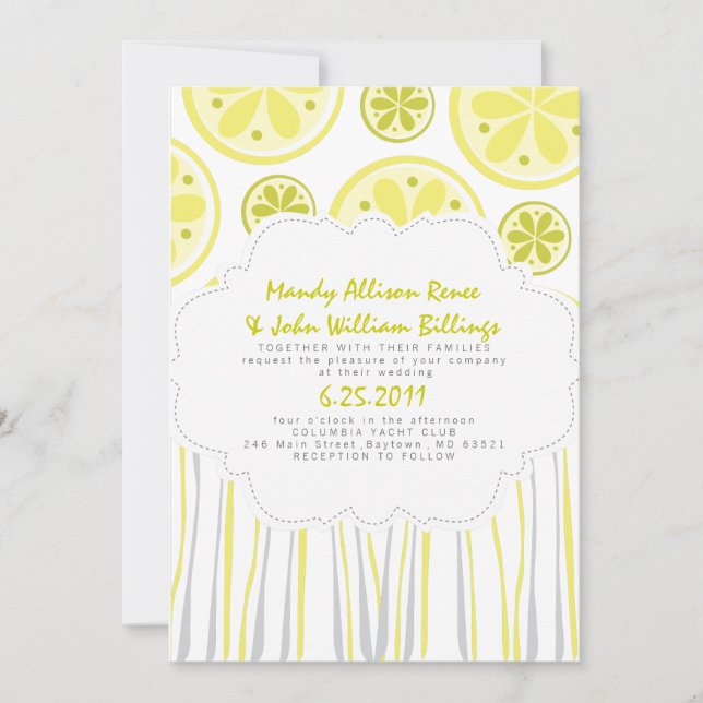 Citrus Stripes Wedding Invitation (Front)