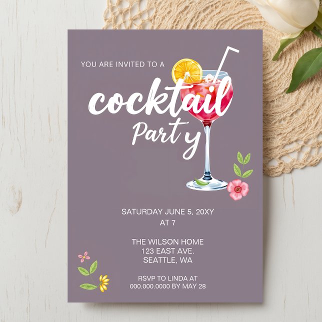 Citrus Summer Cocktail Party Invitation (Citrus Summer Cocktail Party Invitation)