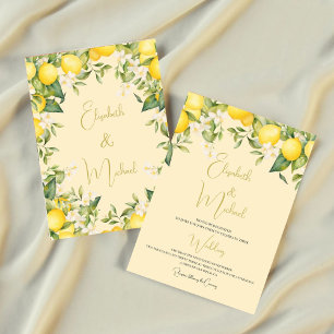 Citrus Summer Lemon Modern Wedding Invitation