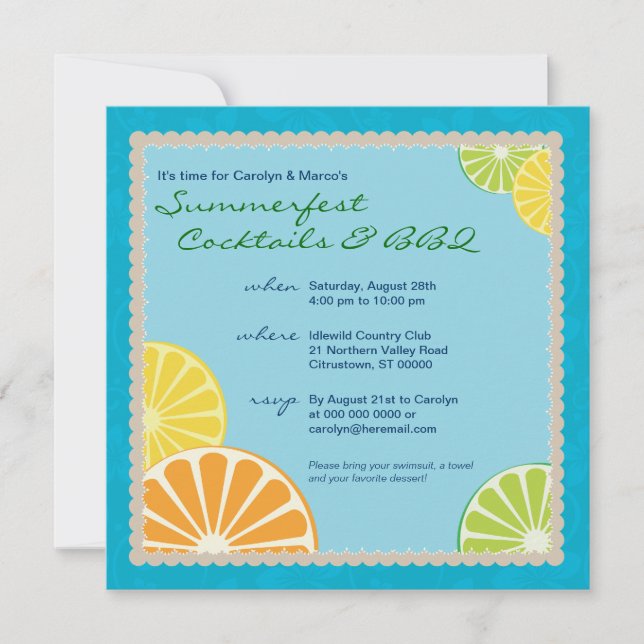 Citrus Summer Party Invitation (Front)
