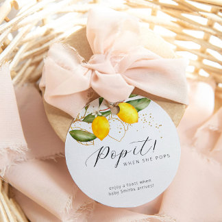 Citrus Summer Watercolor Baby Shower Pop It Favour Tags