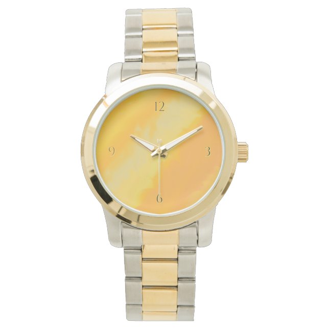 Citrus Sunny Orange Watercolor Pattern Watch (Front)