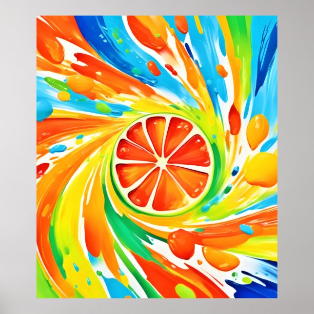Citrus swirling Splash Design Poster (Front)