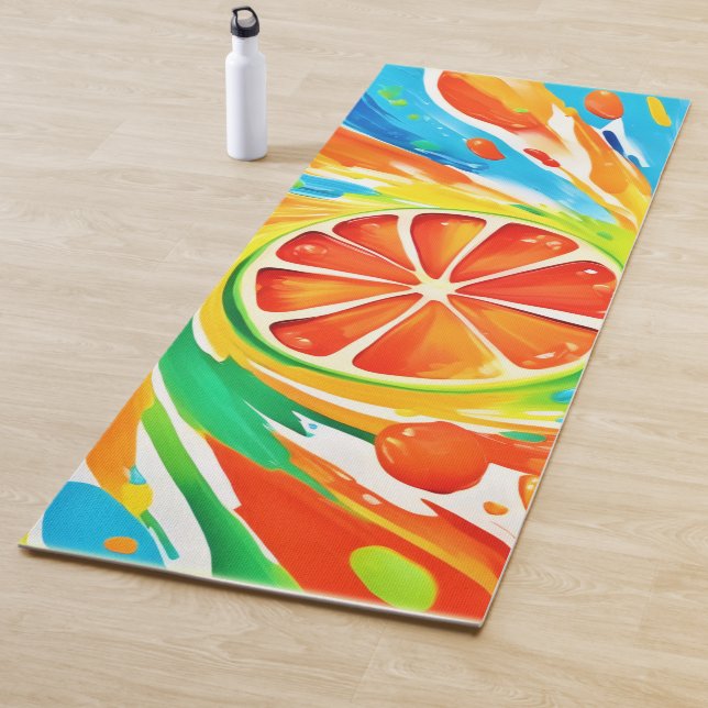 Citrus swirling Splash Design Yoga Mat (In Situ)