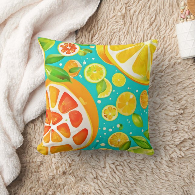 Citrus Symphony: A Juicy Delight Cushion (Blanket)