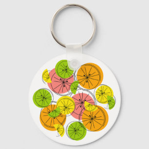 Citrus Text keychain aluminium circle double-sided