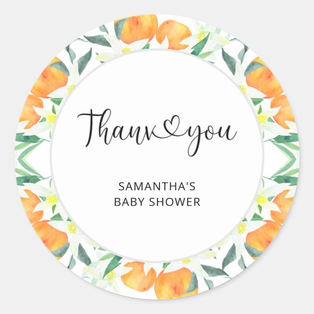 Citrus thank you classic round sticker (Front)