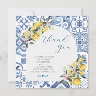 Citrus theme bridal shower thank you card