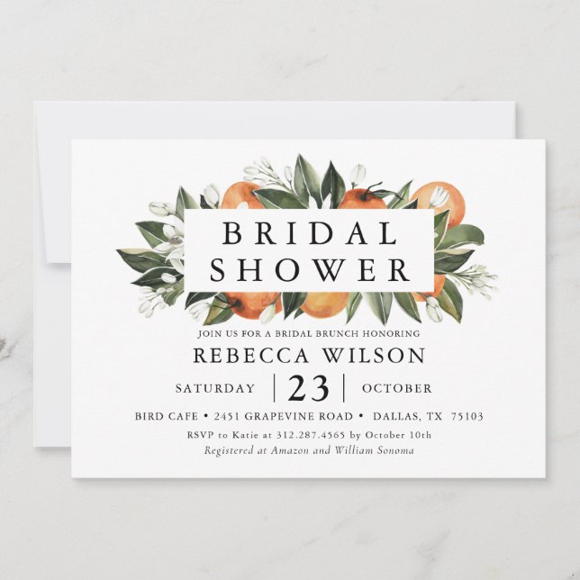 Citrus Theme Rustic Bridal Shower Invitation (Front)