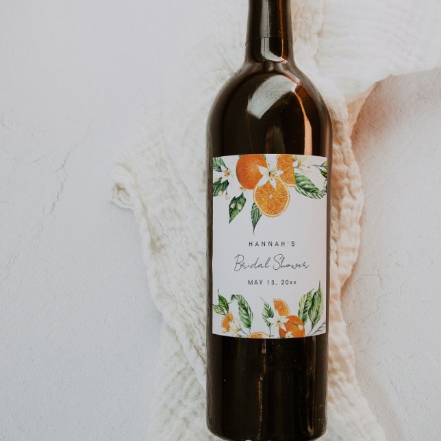 Citrus Themed Bridal Shower  Wine Label (Creator Uploaded)