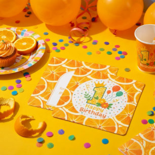Citrus-Themed First Birthday Number “1” Thank You Card