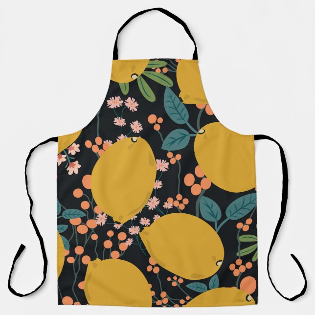 Citrus Tree Hand Drawn: Vintage Apron (Front)