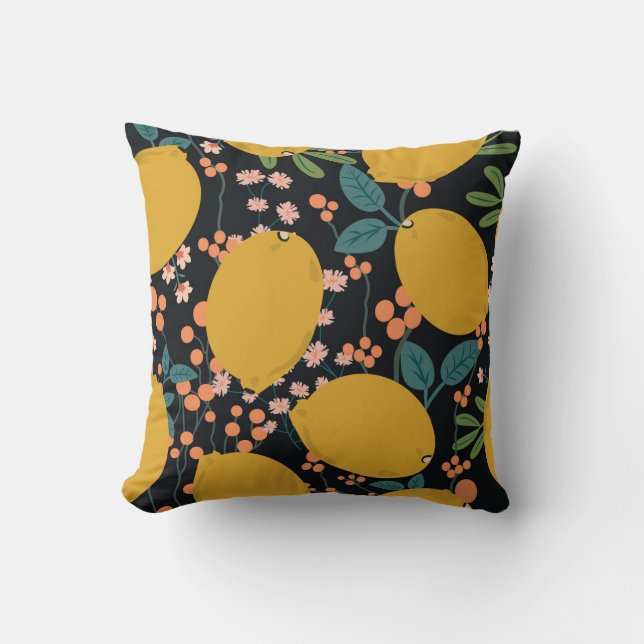 Citrus Tree Hand Drawn: Vintage Cushion (Front)